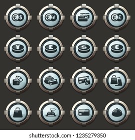 E-commers vector stylish round buttons for mobile applications and web