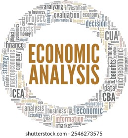 Economic Analysis word cloud conceptual design isolated on white background.