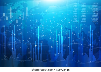 Economic Background With Diagrams, Stock Numbers, Exchange Trades. Vector Abstract Illustration.