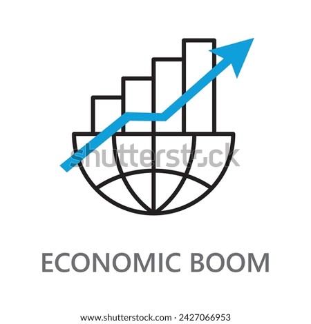 Economic Boom icon. line vector icon on white background. High quality design element. Editable linear style stroke. Vector icon