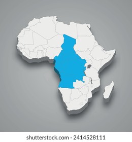 Localización de la Comunidad Económica de los Estados del África Central en África Mapa isométrico 3d