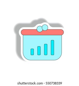 economic concept of catch up Vector illustration in paper sticker style of column chart and cake