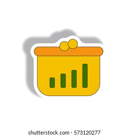 economic concept of catch up Vector illustration in paper sticker style of column chart and cake