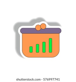 economic concept of catch up Vector illustration in paper sticker style of column chart and cake