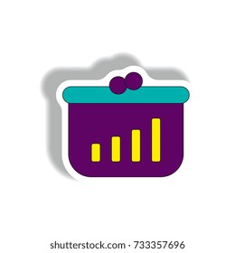 economic concept of catch up Vector illustration in paper sticker style of column chart and cake