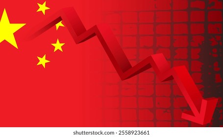 Economic crisis in China Asia, Chinese market decline break economic arrow, Banking System crash, financial, Real Estate crisis developed from property sector bankrupt, slump, stock