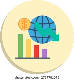 Ícone de estilo de círculo plano de crise econômica