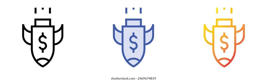 economic crisis icon. Linear, Blue Fill and Gradient Style Design Isolated On White Background