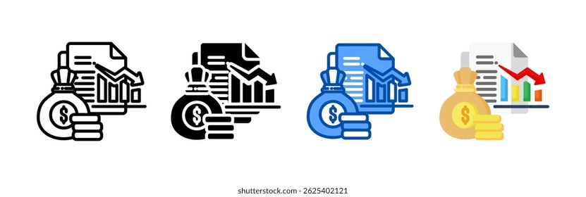 Economic crisis icon set bundle. Multi style icon collection perfect for websites, apps, and presentations. Simple vector icon collection