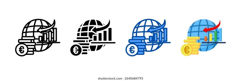 Economic crisis icon set bundle. Multi style icon collection perfect for websites, apps, and presentations. Simple vector icon collection