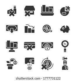 ilustración vectorial de conjunto de iconos de crisis económica