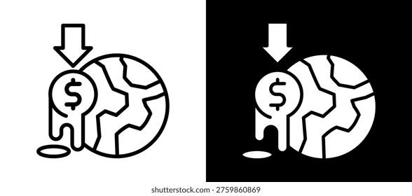 Economic Crisis Icon whiteblack Vector Illustration