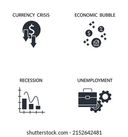 economic crisis icons set . economic crisis pack symbol vector elements for infographic web