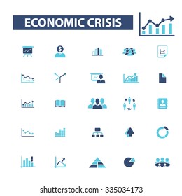 economic crisis, market analytics  icons, signs vector concept set for infographics, mobile, website, application
