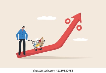 Economic crisis, Rising commodity prices.
Crisis and rising commodity prices concept. High inflation affects the price of goods in the world market.