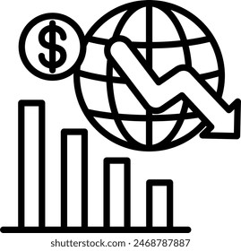 Economic Crisis Vector Line Icon Design