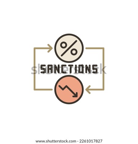 Economic Crisis vector Sanctions concept colored icon or sign