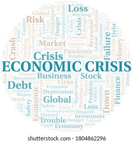 Economic Crisis word cloud create with text only.