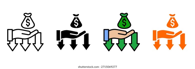 Crítica econômica Icon Set Multiple Style Collection. Repartição Do Capitalismo, Crise Da Dívida, Desvio De Riqueza, Desigualdade Econômica, Ganância Das Empresas, Queda Do Mercado, Problemas De Inflação, Efeitos De Recessão, Cor Bancária