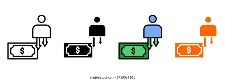 Crítica econômica Icon Set Multiple Style Collection. Repartição Do Capitalismo, Crise Da Dívida, Desvio De Riqueza, Desigualdade Econômica, Ganância Das Empresas, Queda Do Mercado, Problemas De Inflação, Efeitos De Recessão, Cor Bancária