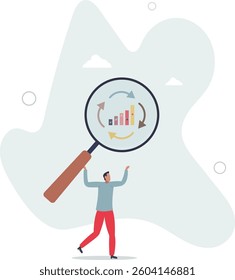 Economic cycle to study up and down on stock market, booming or recession, business cycle for marketing, statistic or data analysis concept.flat character life .