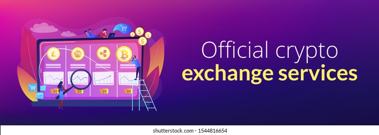 Economic data analysis, market value calculation. Cryptocurrency trading desk, bitcoin futures platform, official crypto exchange services concept. Header or footer banner template with copy space.