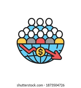 Economic decline line color icon. Sign for web page, mobile app