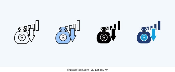 Economic Decline Multiple Icon Illustration Vector