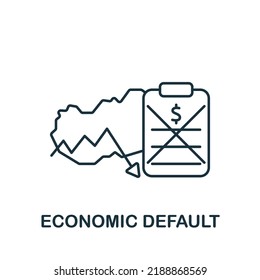 Icono de Predeterminado Económico. Línea simple monocroma Icono de Crisis económica para plantillas, diseño web e infografías