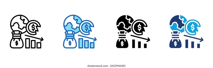 Ícone padrão econômico Ilustração de vetor de vários estilos