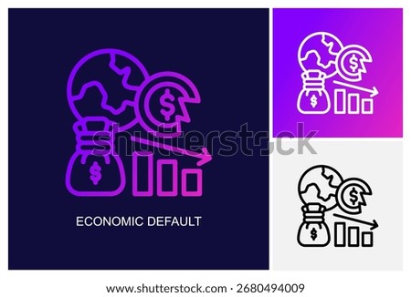 Economic Default Icon.Style Is A Line Graphic Symbol In Black, Gradient, White Color Variants