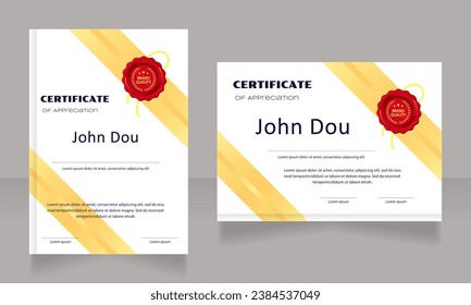 Economic developer certificate design template set. Vector diploma with customized copyspace and borders. Printable document for awards and recognition. Syncopate, Poller One, Arial Regular fonts used
