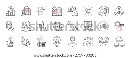 Economic Development icon. Economic Development, Infrastructure Investment, Job Creation, Innovation Hub, Economic Stimulus, Trade Expansion, Sustainable Development and Entrepreneurship Ecosystem