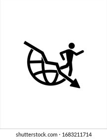 icono plano de caída económica,mejor icono plano vector.