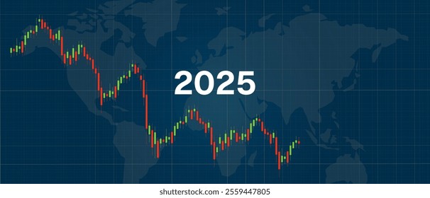 Economic downturn in 2025 chart down candle stick bearish stock crypto market prediction 