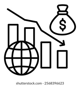 Economic Downturn Icon Element For Design