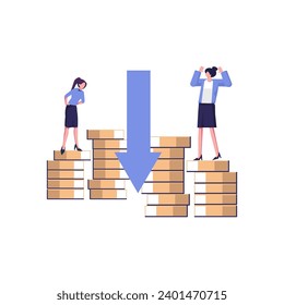economic downturn, profit and loss, business and finance, crisis flat style illustration vector design