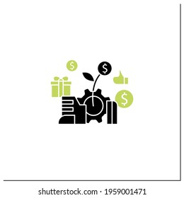 Economic expansion glyph icon.Increase in economic level activity. Rise in GDP. Universal basic income concept.Filled flat sign. Isolated silhouette vector illustration