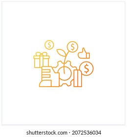 Economic expansion gradient icon.Increase in economic level activity. Rise in GDP. Universal basic income concept.Isolated vector illustration.Suitable to banners, mobile apps and presentation