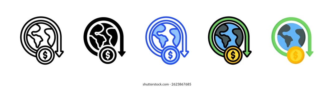 Colección de iconos de fracaso económico con múltiples estilos