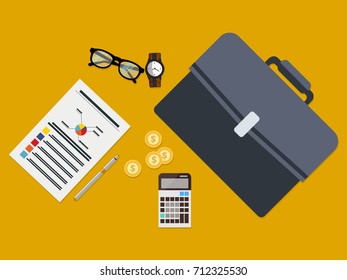 Economic and financial analysis of business top view concept.