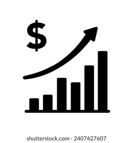 Economic fluctuations visual icon black flat style on white background. Vector illustration