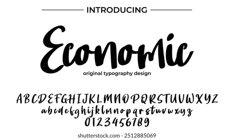 Economic Font Stylish brush painted an uppercase vector letters, alphabet, typeface