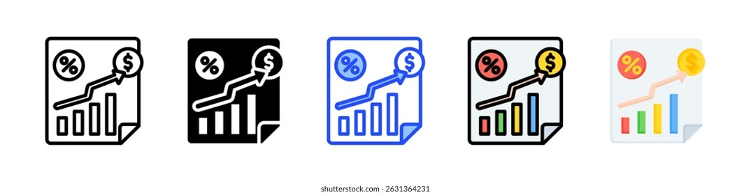 Coleção De Ícones De Previsão Econômica Com Vários Estilos
