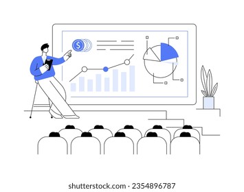 Economic forecasting abstract concept vector illustration. Professional data analyst presenting economic forecasting statistics at business conference, financial growth report abstract metaphor.