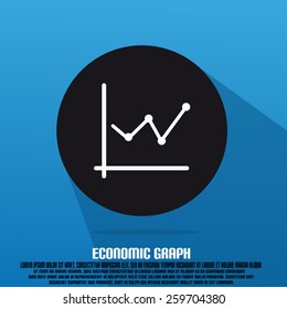 Economic Graph Arrow With Text And Flat Shadow