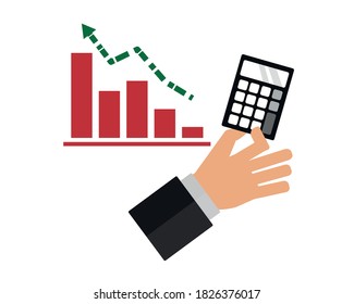 economic graph and calculator isolated
