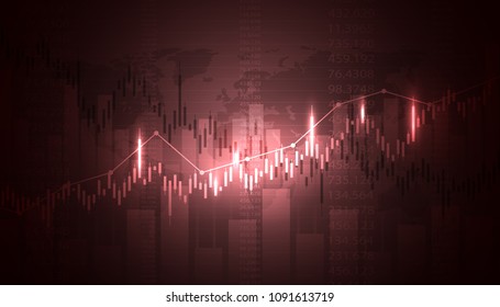 Economic graph with diagrams on the stock market, for business and financial concepts and reports. Abstract red vector background