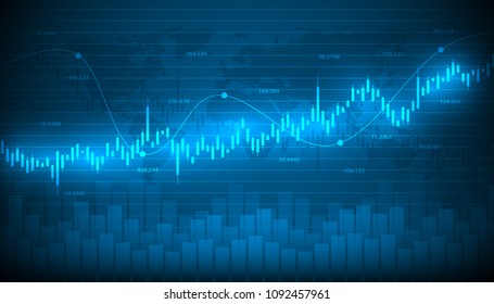 Economic graph with diagrams on the stock market, for business and financial concepts and reports.Abstract blue vector background