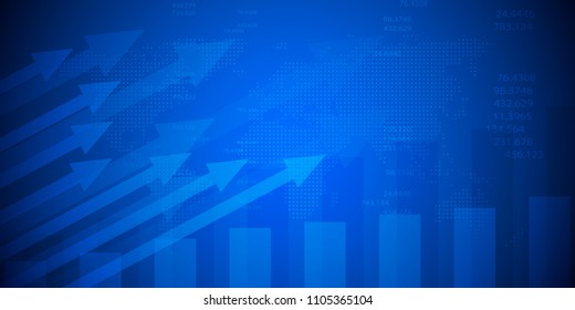 Economic Graph With Diagrams On The Stock Market, For Business And Financial Concepts And Reports.Abstract Blue Vector Background